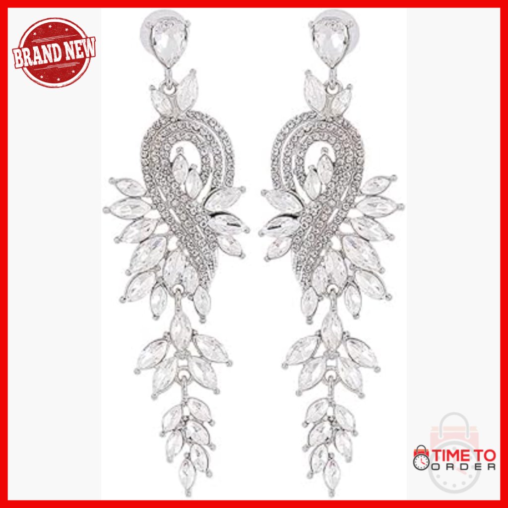 14k Gold Crystal Tassel Drop Earrings With Moissanite Accents